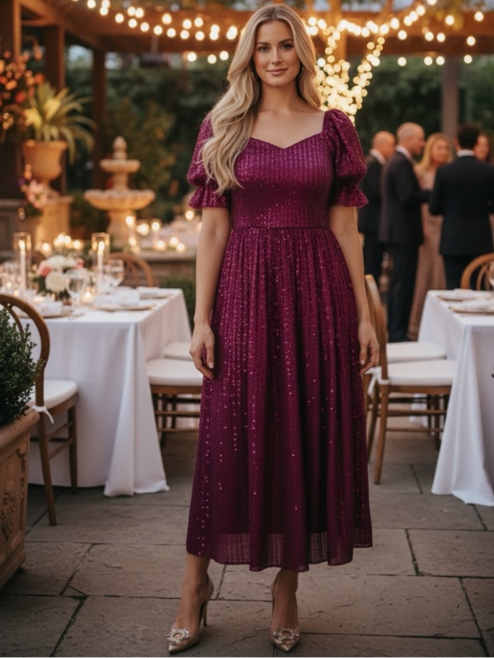 Ivy City co clara sequin dress plum NEW medium